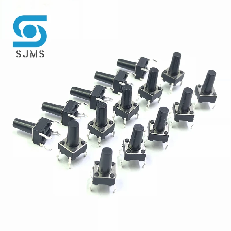 SJMS 20PCS 6*6*11 Tact Switch Push Button DIP 4 Pin Tactile Push button 6X6X11 mm Micro Switch Touch Button Tactile Reset switch