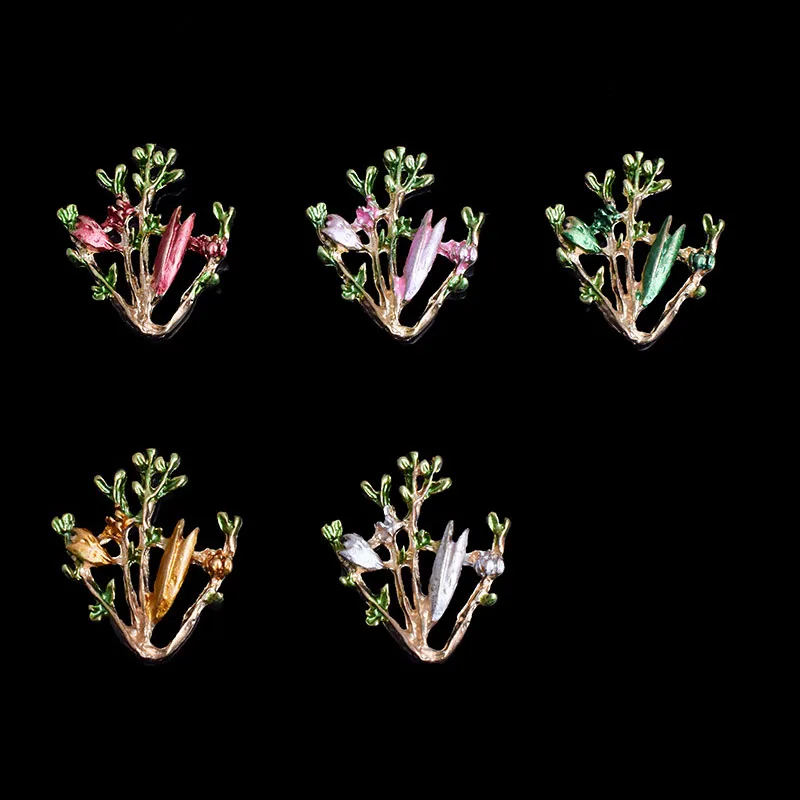 Engood 100Pcs Rhinestone Leaves Branch Button Sewing Trim & Embellishments Craft Buckle for DIY Hair bridal Headwear Decoration