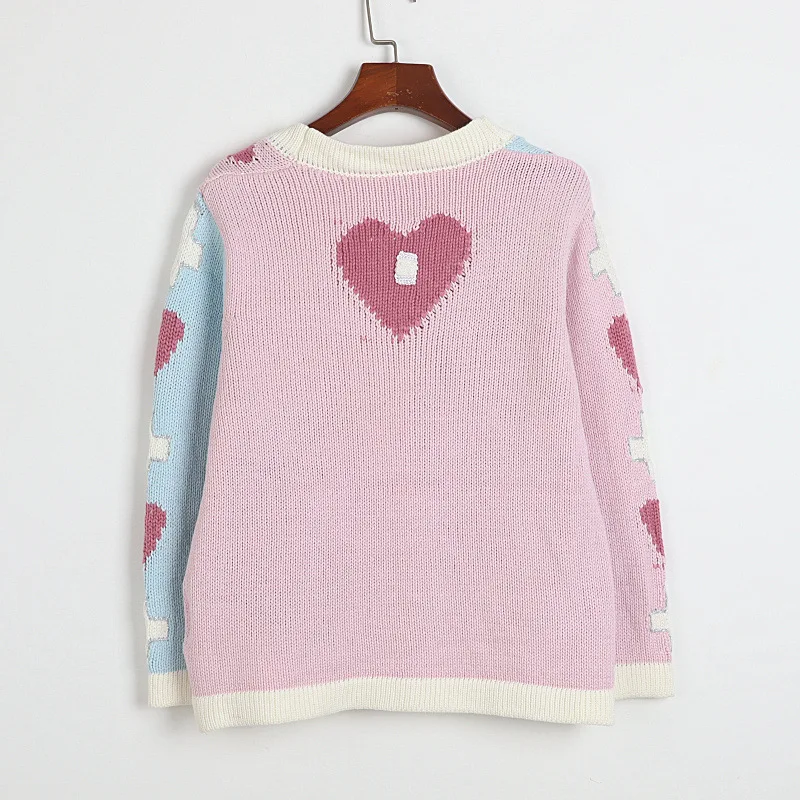 2020 Winter Sweater Long Sleeve Pink V Neck Cardigan Womens Sweater