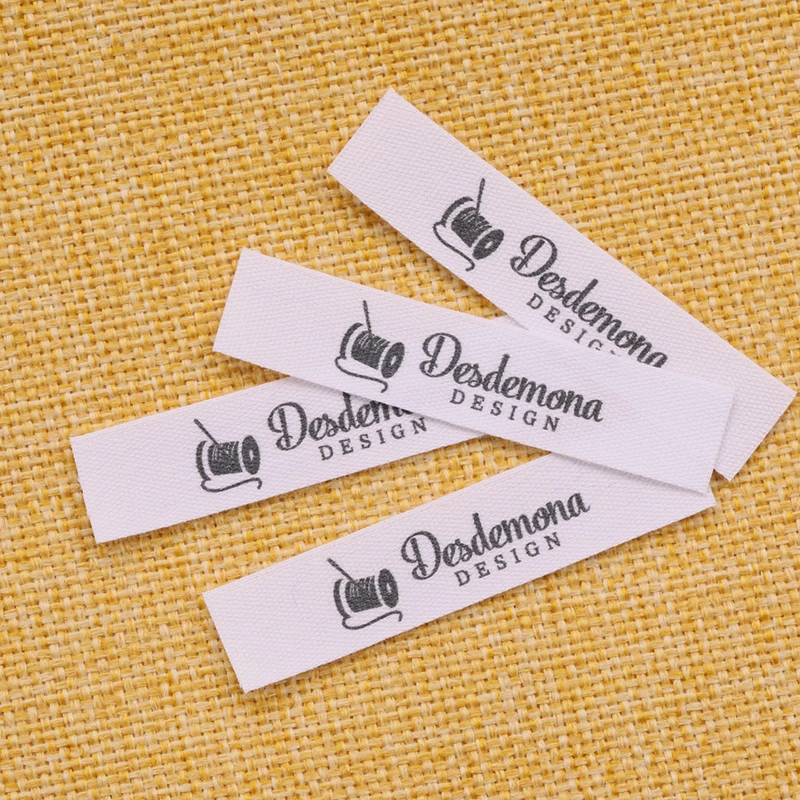 Custom Clothing Labels - Personalized Brand Organic Cotton Ribbon Labels 12mmx60mm Logo or Text Sewing DIY Labels 200pcs