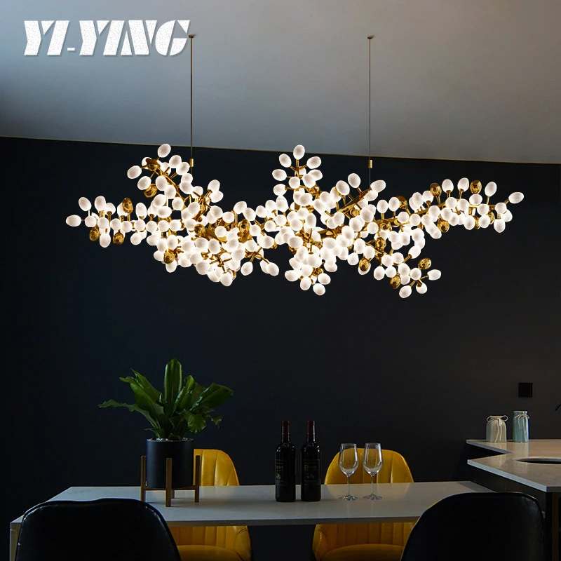 Free shipping Modern luxury restaurant chandelier villa living room crystal lamp art decoration long glass ball Chandelier