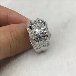 Hot Sale Luxury Micro-Crystal Zircon Ring For Men European and American Style Engagement Wedding Party Rings Jewelry Size 7-12