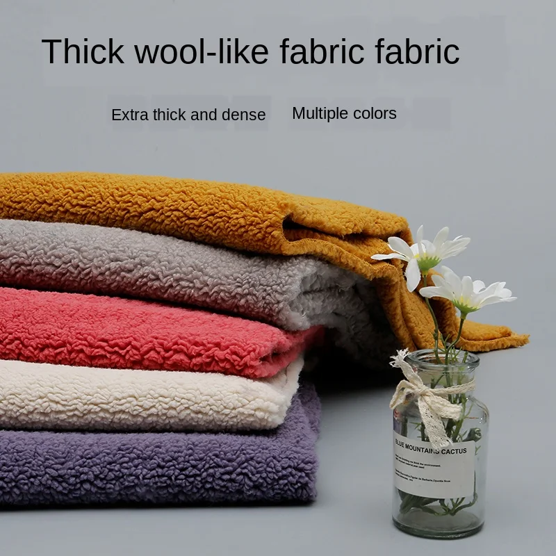 

Width 62'' Thick Faux Fur Waggell Lambswool Fabric By The Half-Yard For Clothing Scarves Carpets Material