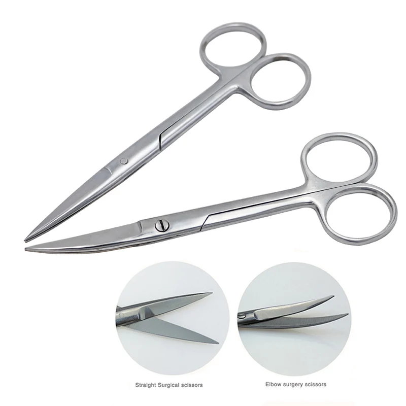 14cm/16cm/18cm Stainless Steel Surgical Scissors Straight/Curved Tip Head Scissors Forceps Medical Tools for Dental Clinic