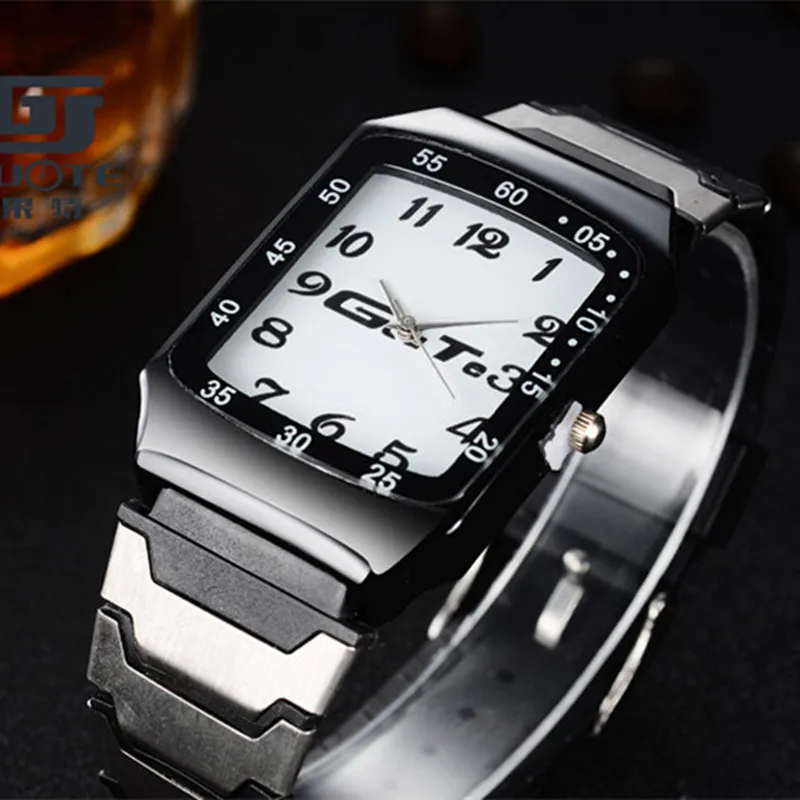 Military Watches For Men Fashion Business Stainless Steel Quartz Watch Male Casual Rectangle Dial Wristwatch Relogio Masculino