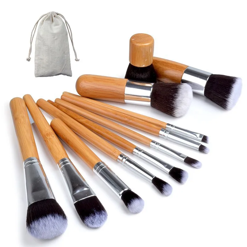 

Makeup Brushes 11pcs Bamboo Makeup Brush Set Cosmetic Foundation Powder Eyeshadow Blending Brush Make up Tool Kit