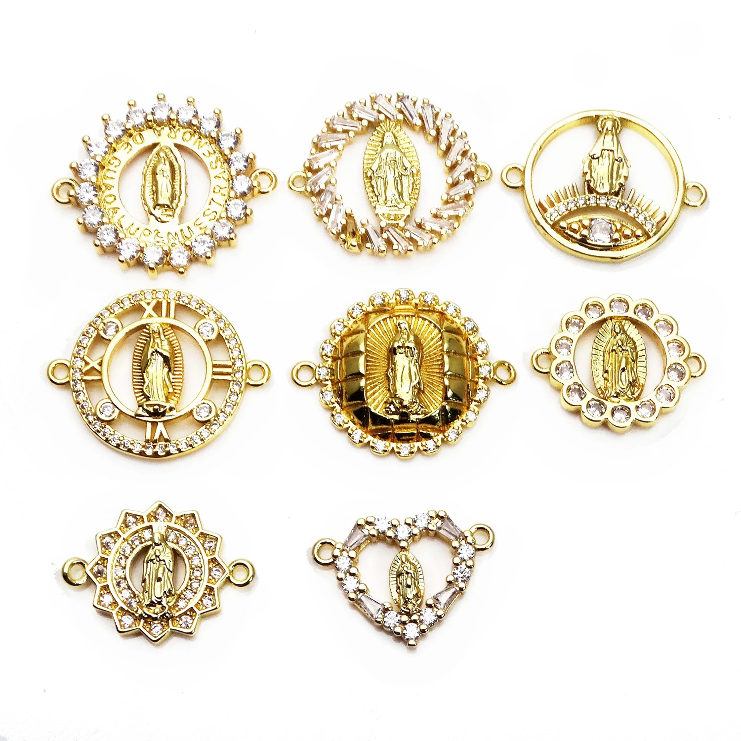 Micro zircon inlaid virgin Mary hand card accessory Link bracelet heart Hand catenary connection for Jewelry Making accessories