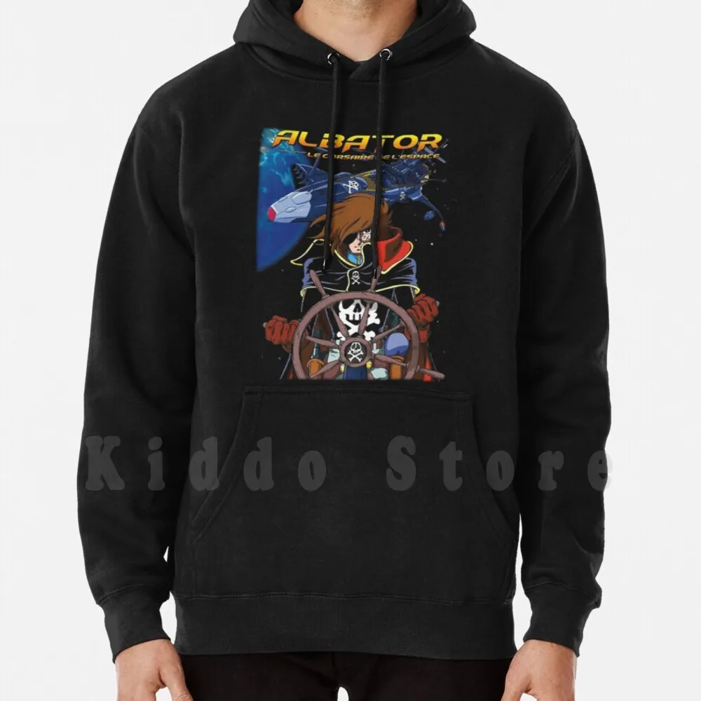 Albator Hoodies Long Sleeve Albator Captain Harlock Phantom Harlock Pirates Space Pirate Captain Harlock Leiji