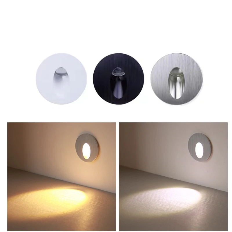 

Recessed Led Stair Light Round Square 1w/3w Wall Corner Lamp In Step for Concrete Stairway Night Spotlight AC85-265V