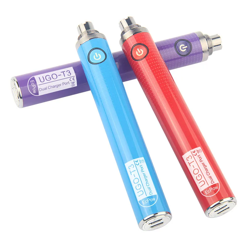 Original 1300mAh Dual USB Charger Port Battery Preheat VV 510 Thread Vape Electronic Cigarette Hookah UGO T3  Rechargeable  Pen