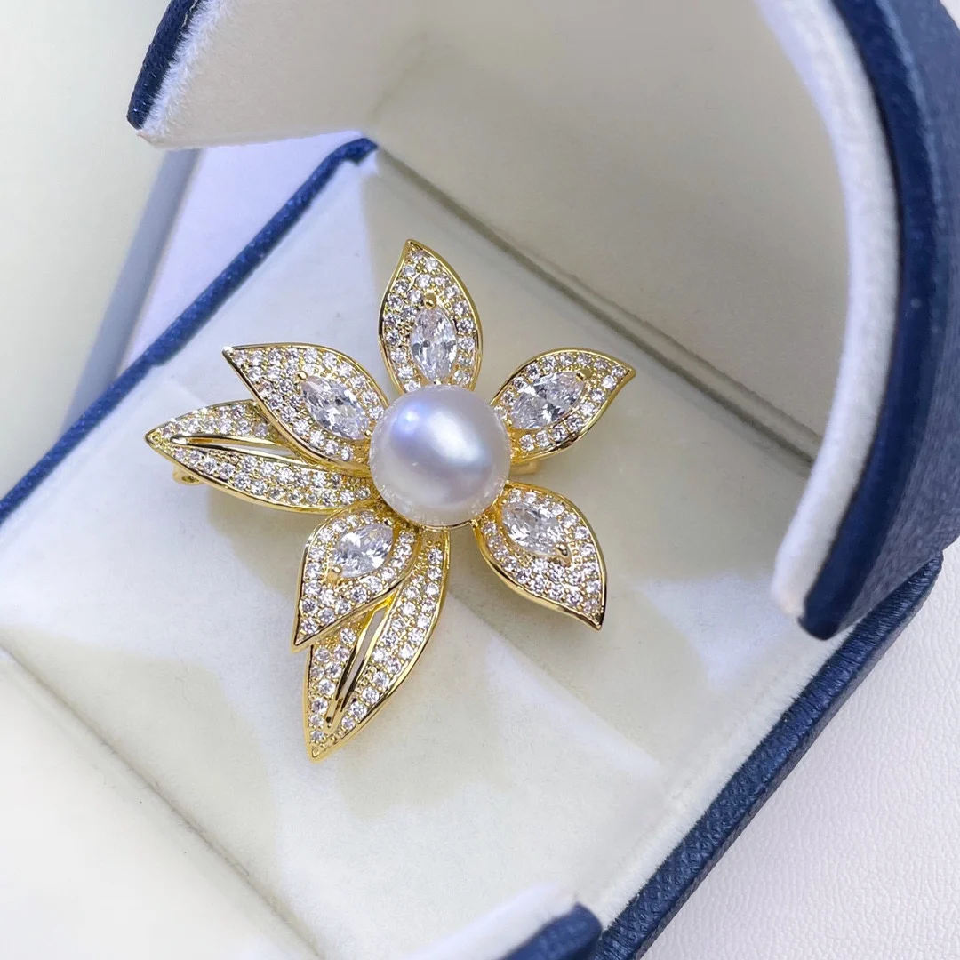 

XX110 Nature Fresh Water White Pearl Brooch for Women Fine Presents Round Pearls 11-12mm Fine Jewelry