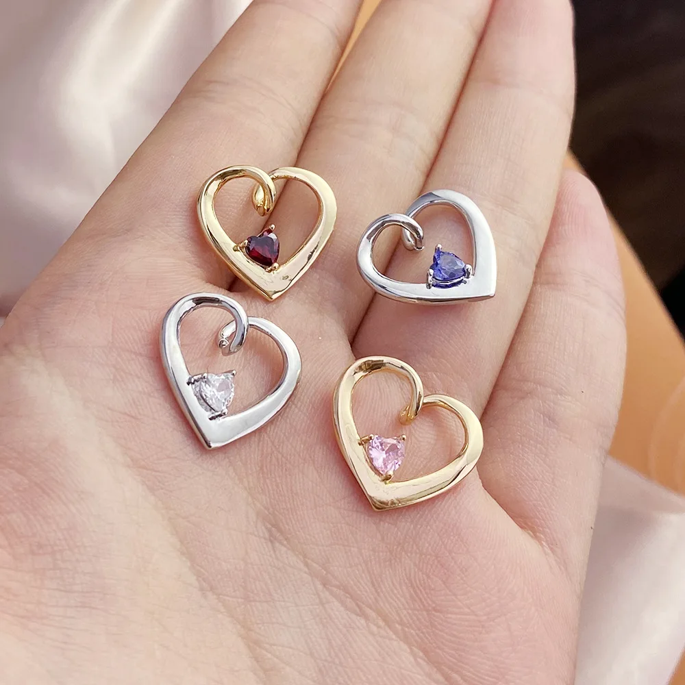 10pcs DIY hollow heart Charm copper fittings Love pendant 15.5*17MM  Mother's day creative gift love accessories