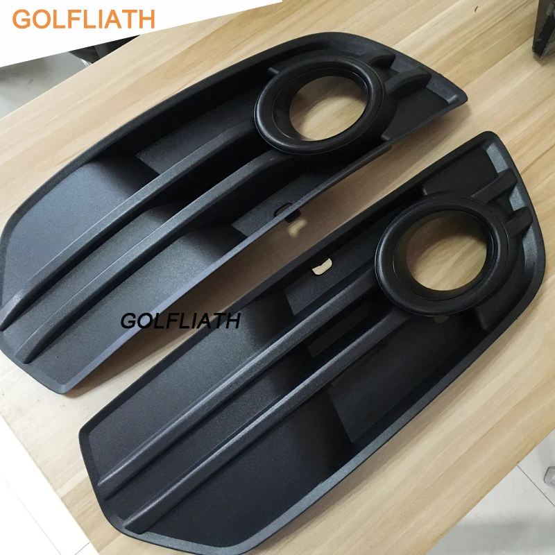 GOLFLIATH One Pair front Bumper Grills For 2009 2010 2011 Audi Q5 ABS Plastics matte black Fog Lamp Cover Grille