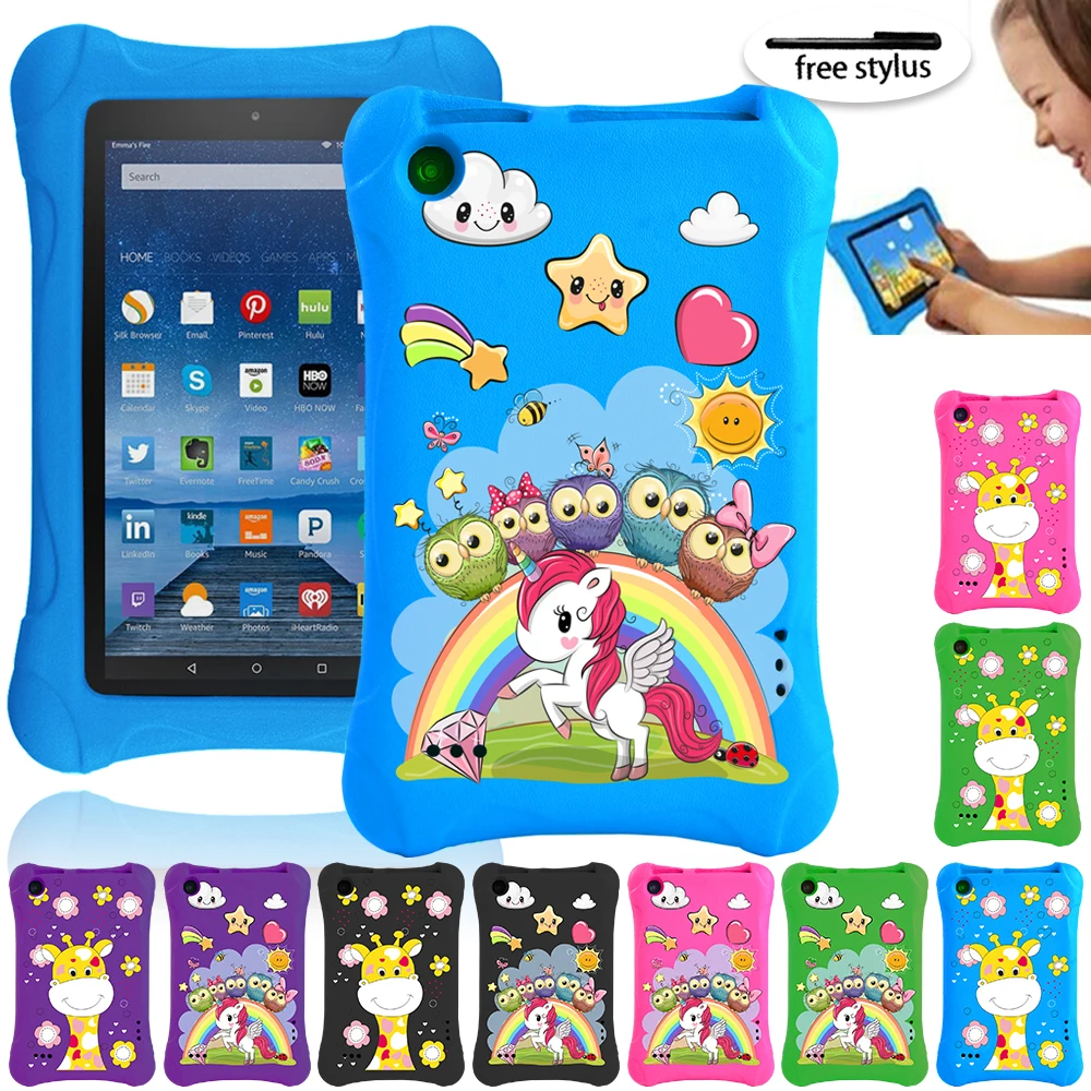 Kids EVA Soft Shell Tablet Case for Fire 7(5th/7th/9th Gen)7 Inch - Anti-fall Anti-slip Tablet Case with Cartoon Pattern