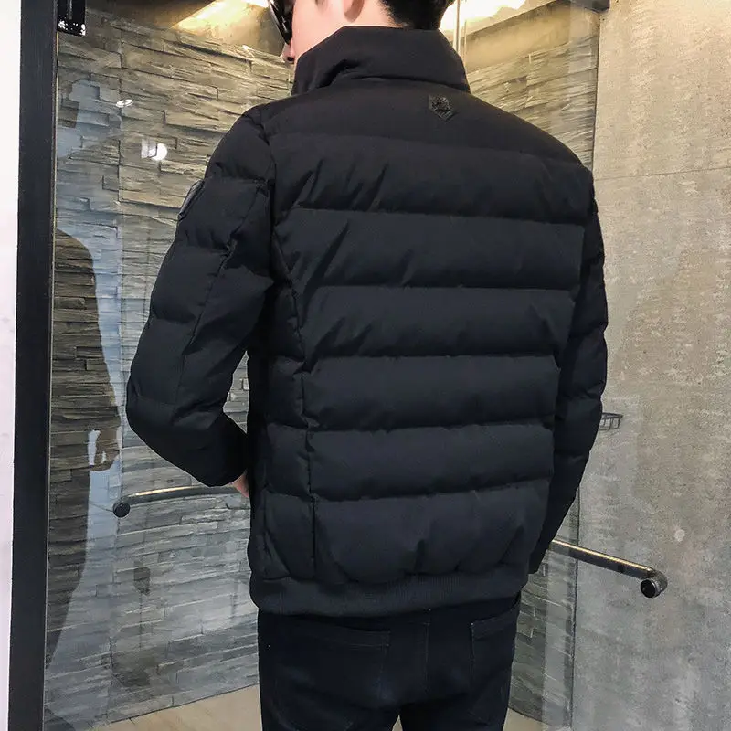 Chaqueta gruesa de algodón térmico para hombre, chaqueta Coreana de ocio con cuello nuevo