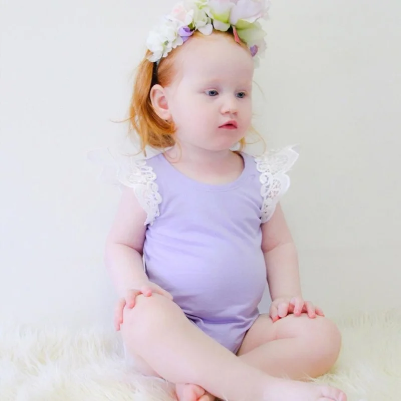 Newborn Baby Girl Romper Kids Summer Clothes Lace Fly Sleeves Jumpsuit Colorful Ropa for 0-24M Baby Clothing Photography Outfits
