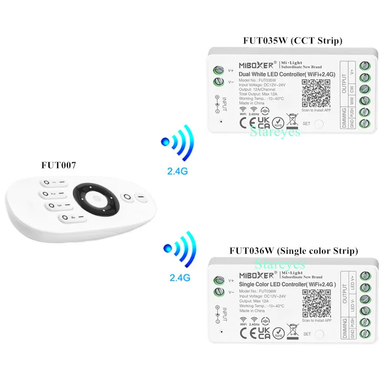 Imagem -02 - Luz Wifi Tuya Alexa Google Casa Controlador de Voz Miboxer App Dimmer Tira Led Cct Rgb Rgbw Rgbct rf 2.4g Controle Remoto mi