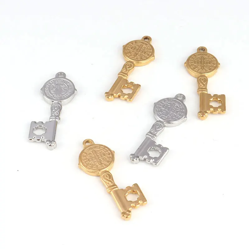 5pcs/lot 35x14mm Stainless Steel Charms Key Gold Pendant fit Findings for Jewelry Making Bracelet Necklace Accessaries Crafts