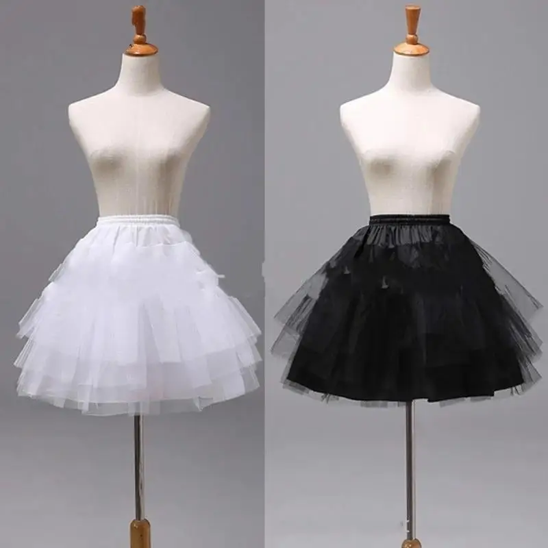 White Black Ballet Petticoat Tulle Ruffle Short Bridal Lolita  Underskirt Jupon Robe Accessories