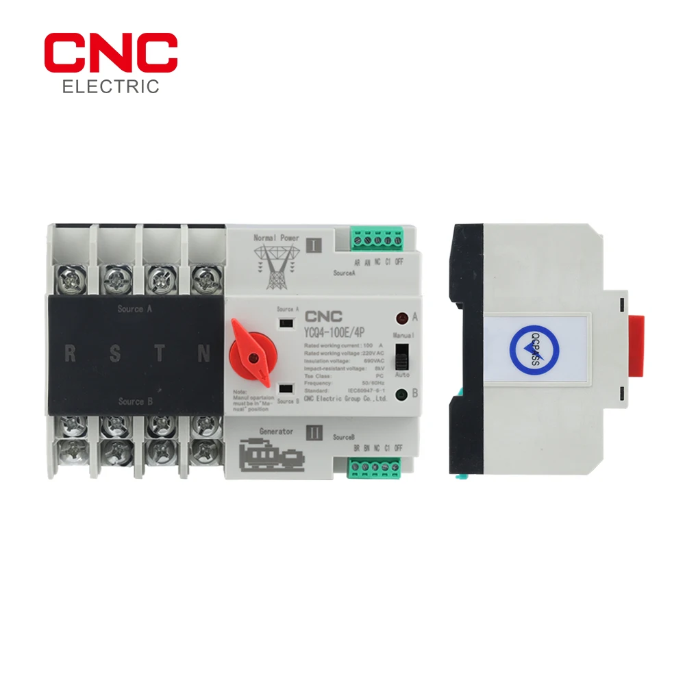 CNC 3 Phase Din Rail ATS Dual Power Automatic Transfer Switch Electrical Selector Switches Uninterrupted Power 4P 63A/100A