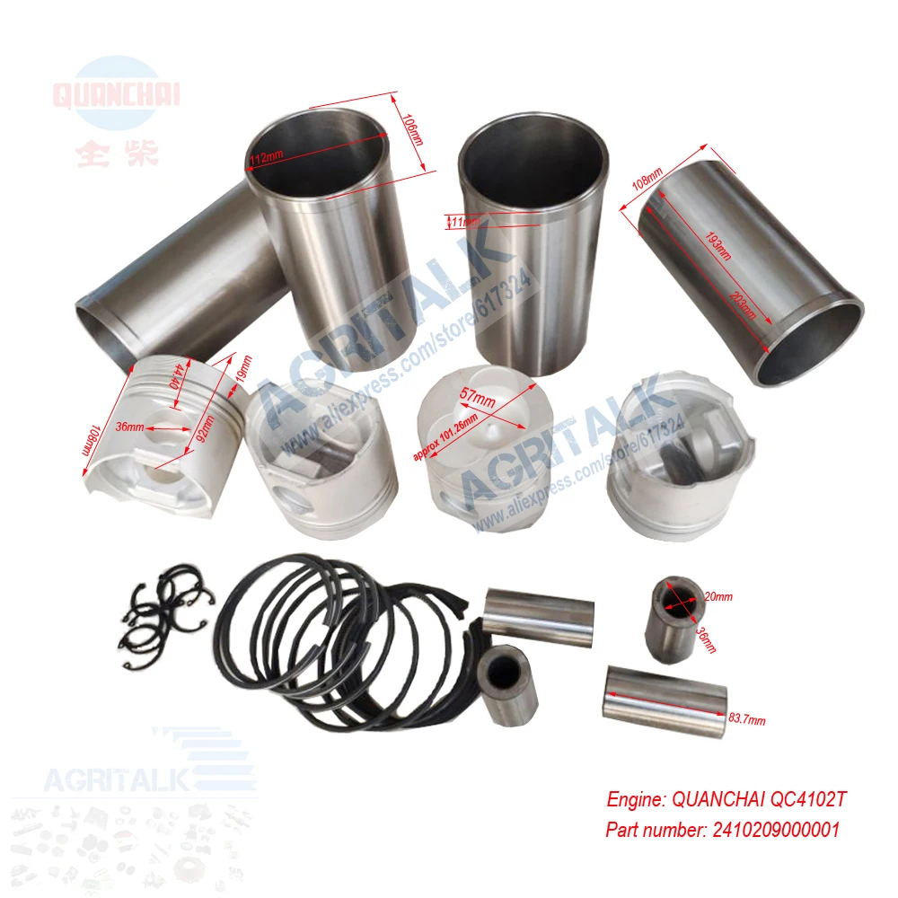 Conjunto de Kit para Reparo de Motor Quanchai Qc4102t Qc4105 Número de Peça: 2410209000001