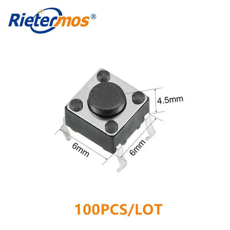 100pcs  Tactile Tact Mini Push Button Switch DIP 4pin Micro switch 6*6 Different heights available