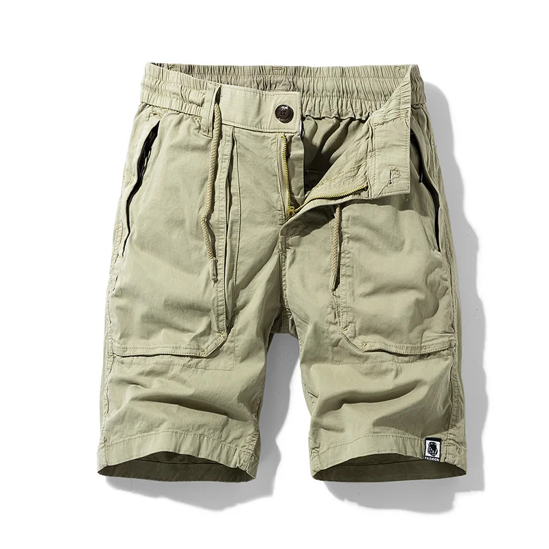 Men Summer New Premium Stretch Tactical Cotton Cargo Shorts Men Streetwear Pockets Shorts men Casual Fashion Loose Beach Shorts