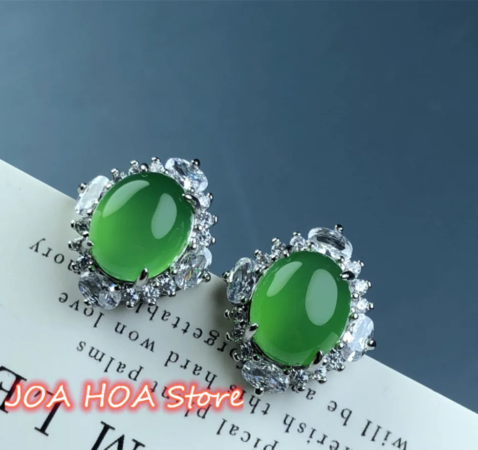 

High-quality 925 Sterling Silver Inlays Natural Chalcedony Agate Ear Studs Eardrop Jade Perfect Chain Earring Jewellery