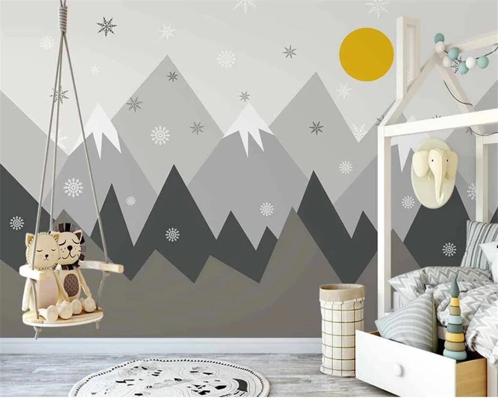 

beibehang Customize Nordic new geometric mountain peak modern children's room background wallpaper wall papers home decor