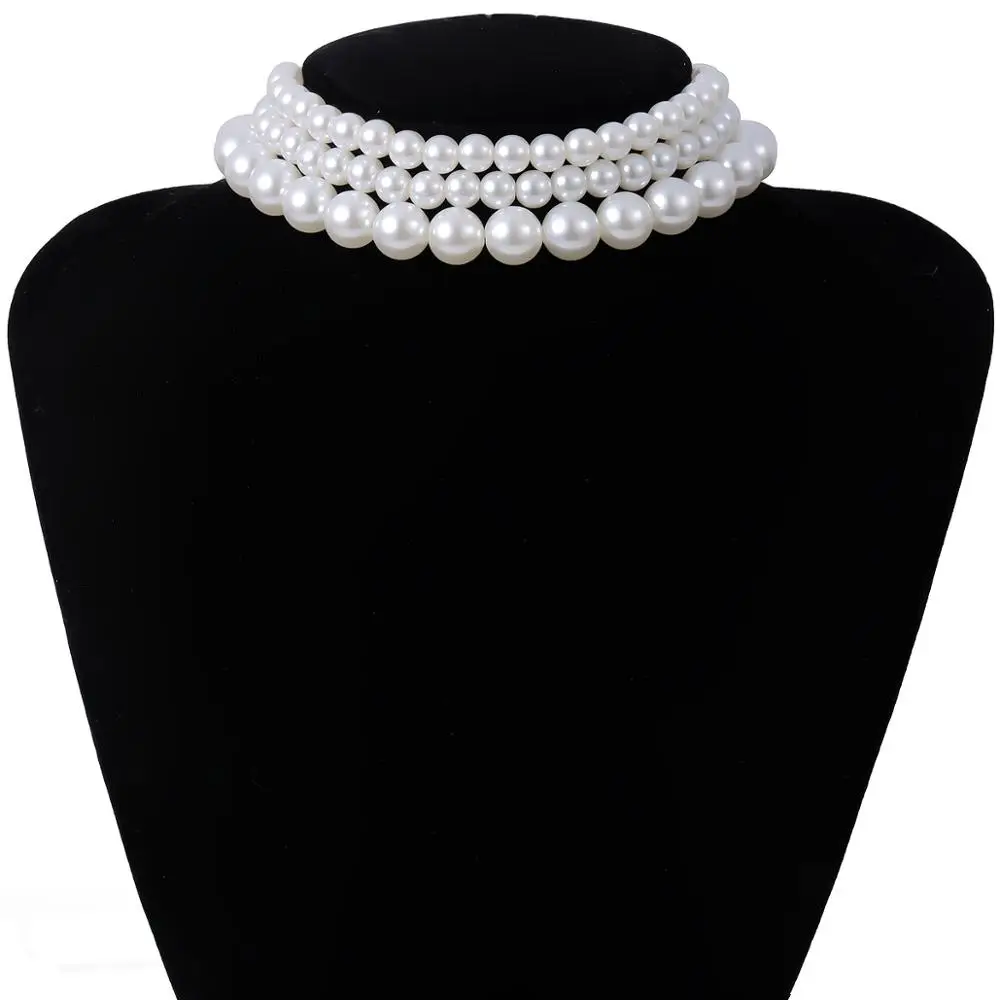 Collier de perles blanches multicouches pour femmes, perle, court, clavicule, breloque, bijoux de banquet, JOPunk, mariage, filles