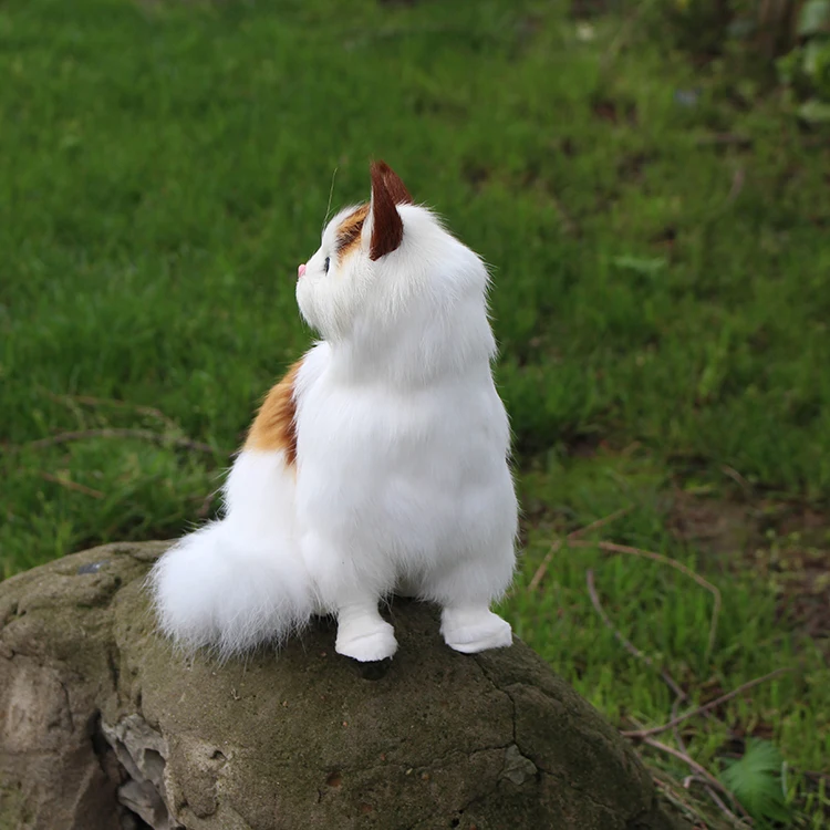 20x14x14cm simulation animal squatting cat hard model plastic& furs cat handicraft ornament decoration gift d0401