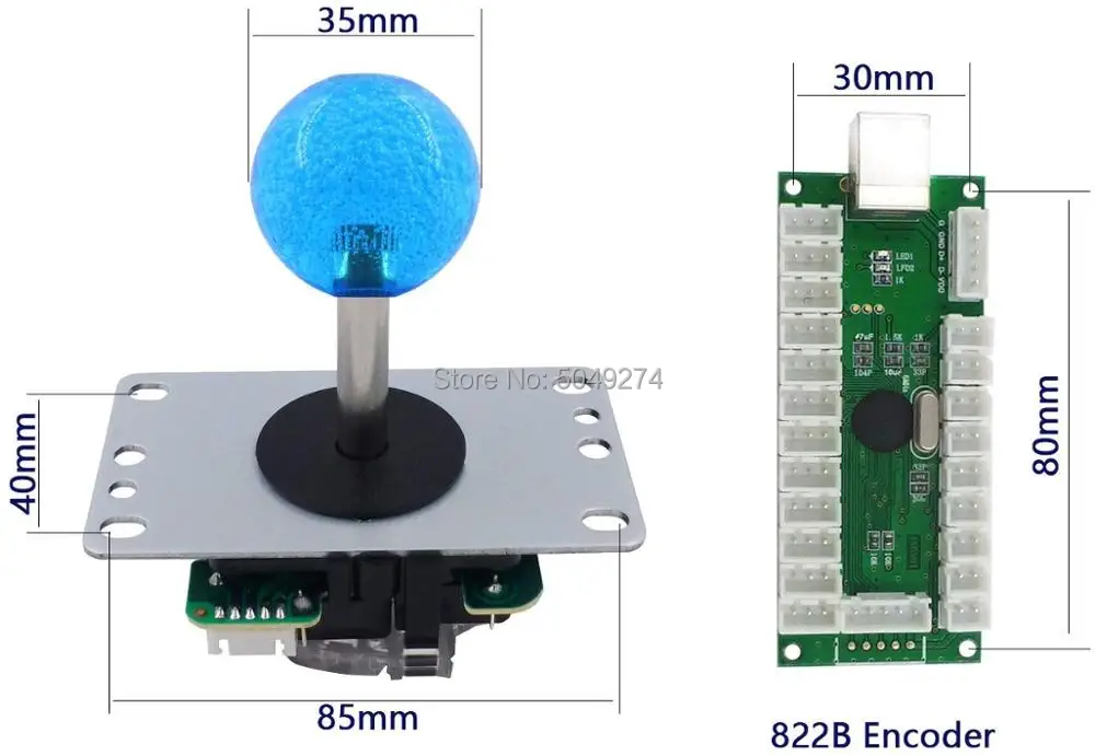 Arcade Kit fai da te hitbox Arcade USB Zero Delay Encoder con copia a 5 pin joystick sanwa LED 30mm pulsante moneta 1P 2P A PC TV PS2 PS3