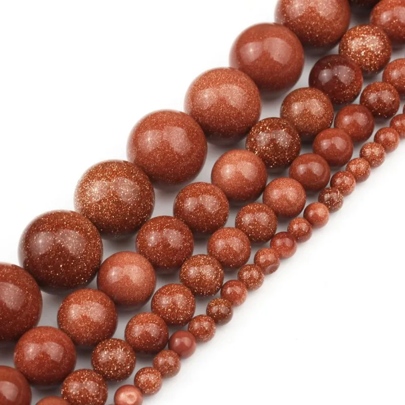 2/3/4/6/8/10/12mm Natural Smooth Goldsand Stone Beads Round Loose Beads Diy For Bracelet Accessories Jewellery Making 15\