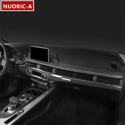 Carbon Fiber Color For Audi A4 B9 A5 2017-21 LHD Interior Console Dashboard Panel Decoration Headlight Switch Cover Sticker Trim