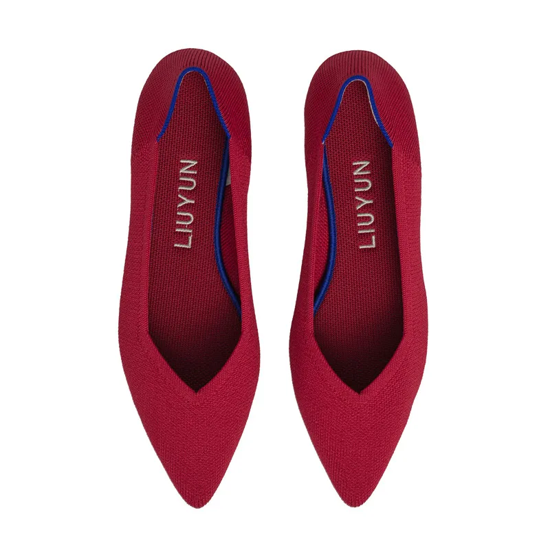 Maggie's Walker Women's Woven Soft Bottom Knitted Flats Spring Pointed-toe Shallow-mouth Washable Casual Shoes Size 35~40 image 2