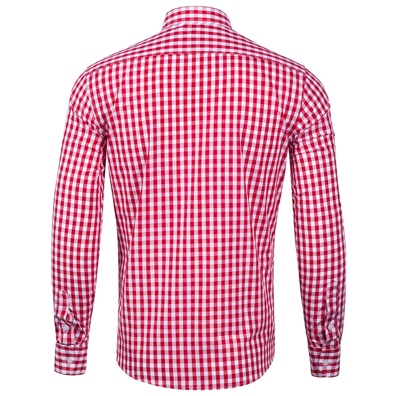 Mens Classic Gingham Plaid Cotton Casual Shirt Slim Fit Long Sleeve Button Down Dress Shirts Business Office Work Brand Shirt