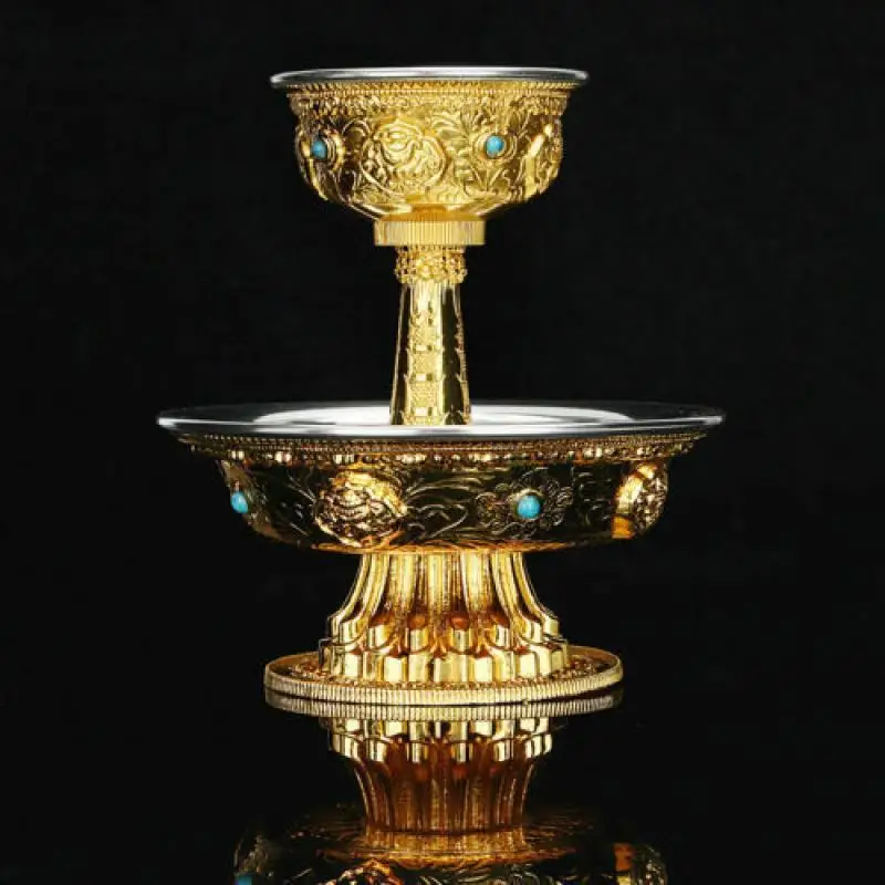Mikky budista tibetano del Tíbet, tazón de oferta, taza de agua, adornos de colección de recipientes rituales de enfoque divino