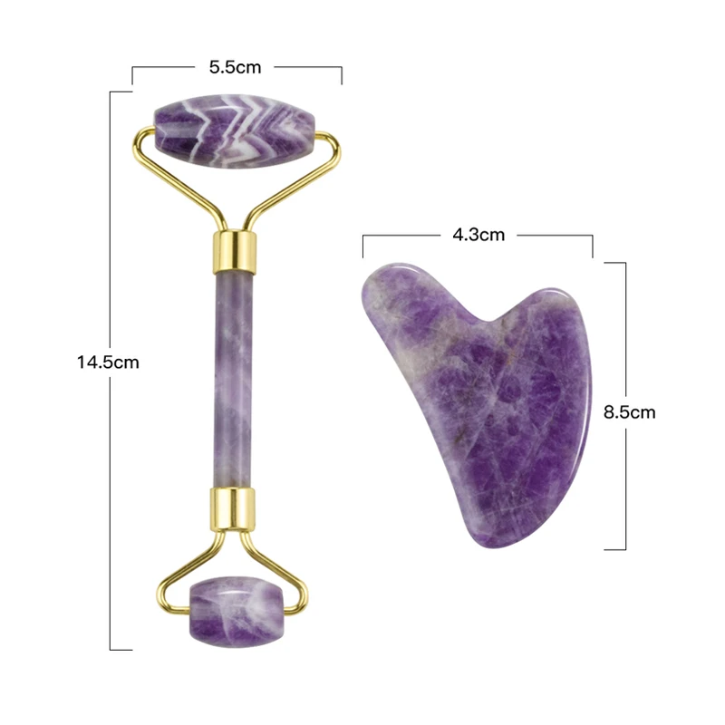 Amethyst Face Massage Roller/ Gua Sha Massager For face Natural Jade Anti Wrinkle Skin Scraping guasha Lifting Relieve Fine Line