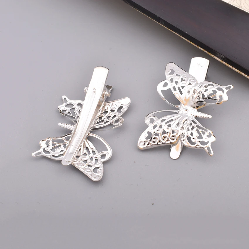 2 pcs/par mulheres oco grampos de cabelo metal borboleta hairpins ouro prata vintage pinos de cabelo para acessórios de estilo
