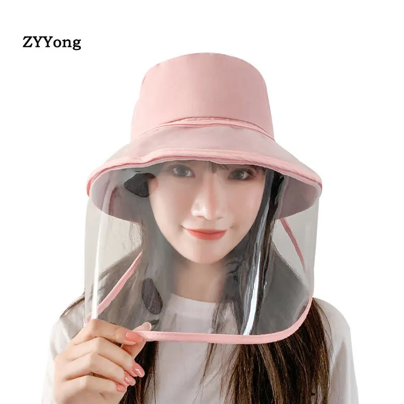 Men Women Dust Protection Bucket Hat Outdoor Travel UV Protect Fisherman Hats Sun Caps Protective Face Shield Transparent Mask