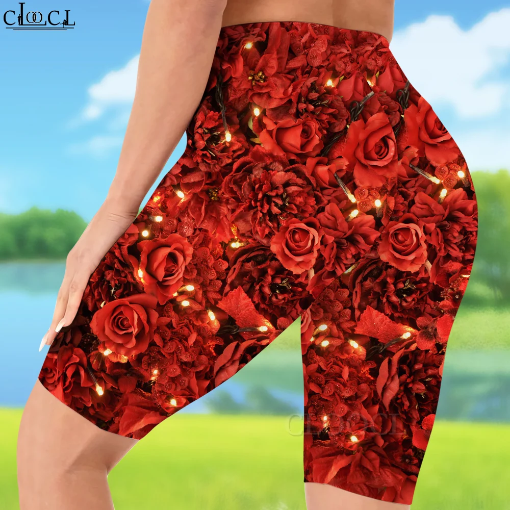 Cloocl leggings de cintura alta retro trevo de quatro folhas impresso shorts feminino sexy ginásio moletom para mulheres shorts de motociclista transporte da gota