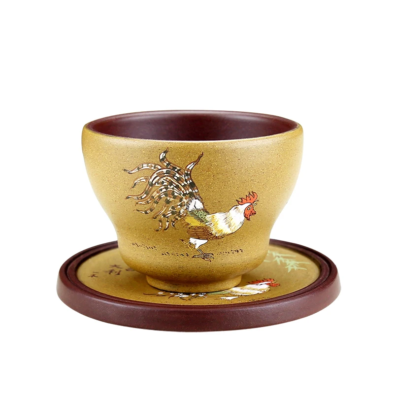 |hidden TaoFu yixing purple sand sample tea cup all hand business owner rooster cushion cover cup kung fu small tea cups