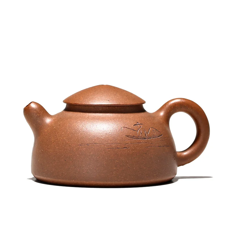 ★Monohydrate hall yixing recommended small teapot tea service manual old mud fish fishing alone cover 100 ml small pot