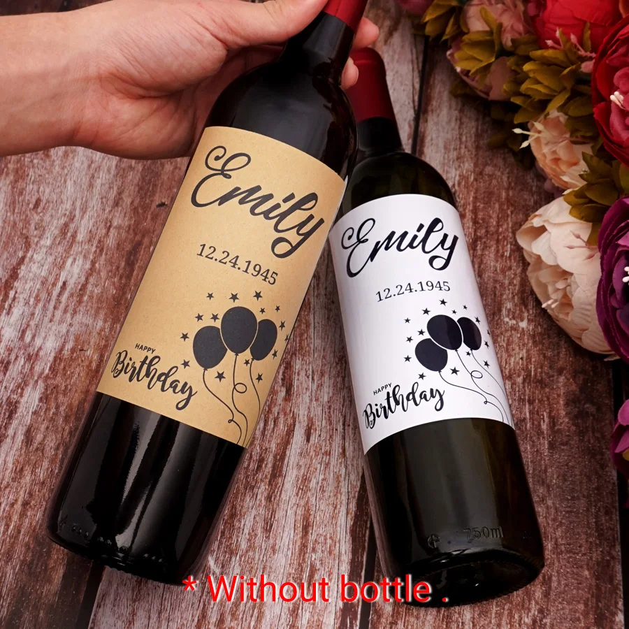 20pcs/Lot DIY Custom Birthday Party Wine Bottle Labels Stickers Personalized Name and Date Balloon Style Creative Stickers image 6