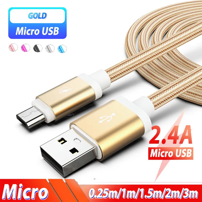 Micro USB Cable 3m 2m Charging Charger Cable Data Cord For Huawei Y3 Y5 Y6 Y9 p smart 2019 p9/p10 lite p9 Honor 8x 8S 7c 20i 7A