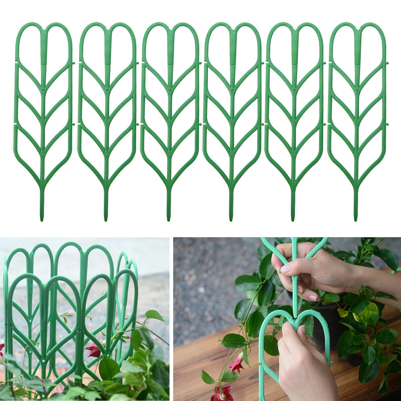 6pcs Plant Trellis Rack Lattices-plant Climbing Holder Plastic Indoor Outdoor Gardening Heart-shaped Support Frame