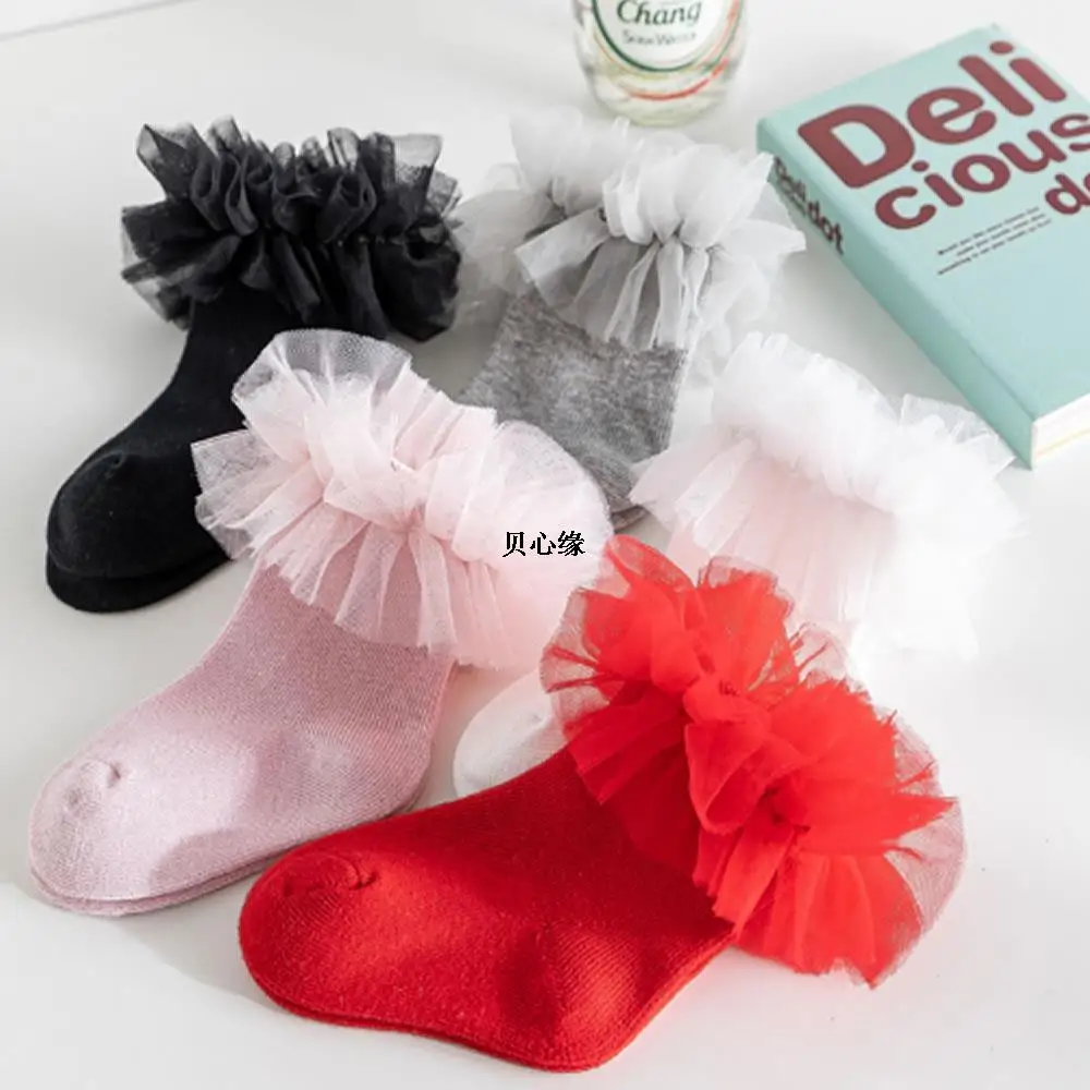 

Girls Lace Socks Knee High Cotton Baby Princess Lace Legwarm Knee Socks Infant Period Newborn Toddler Baby Princess sock