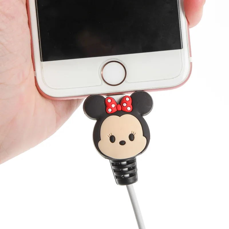 2pcs Disney Cable Protector Minnie Stitch Charger USB Cable Winder For Apple IPhone For Android Smartphone Cable