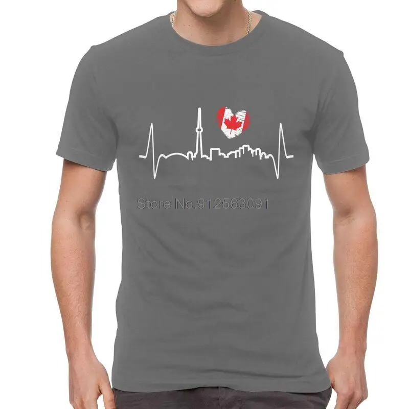 Heartbeat Canada T-shirt Men's Novelty T Shirt Short Sleeve Cotton Canadian Patriotic Pride Tshirt Unique Tees Tops