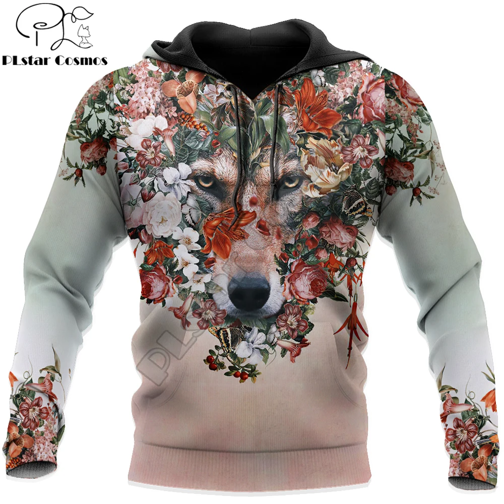 

Beautiful Wolf Floral 3D All Over Printed Men Hoodie Clothes Unisex Deluxe Sweatshirt Zip Pullover Casual Jacket Tracksuit KJ340